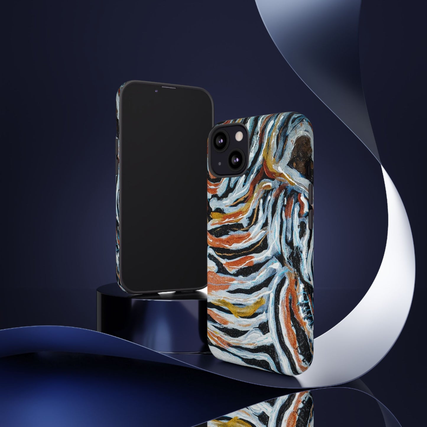 Artistic Tough Phone Case - Twin Zebras Image - Abstract Zebra Design