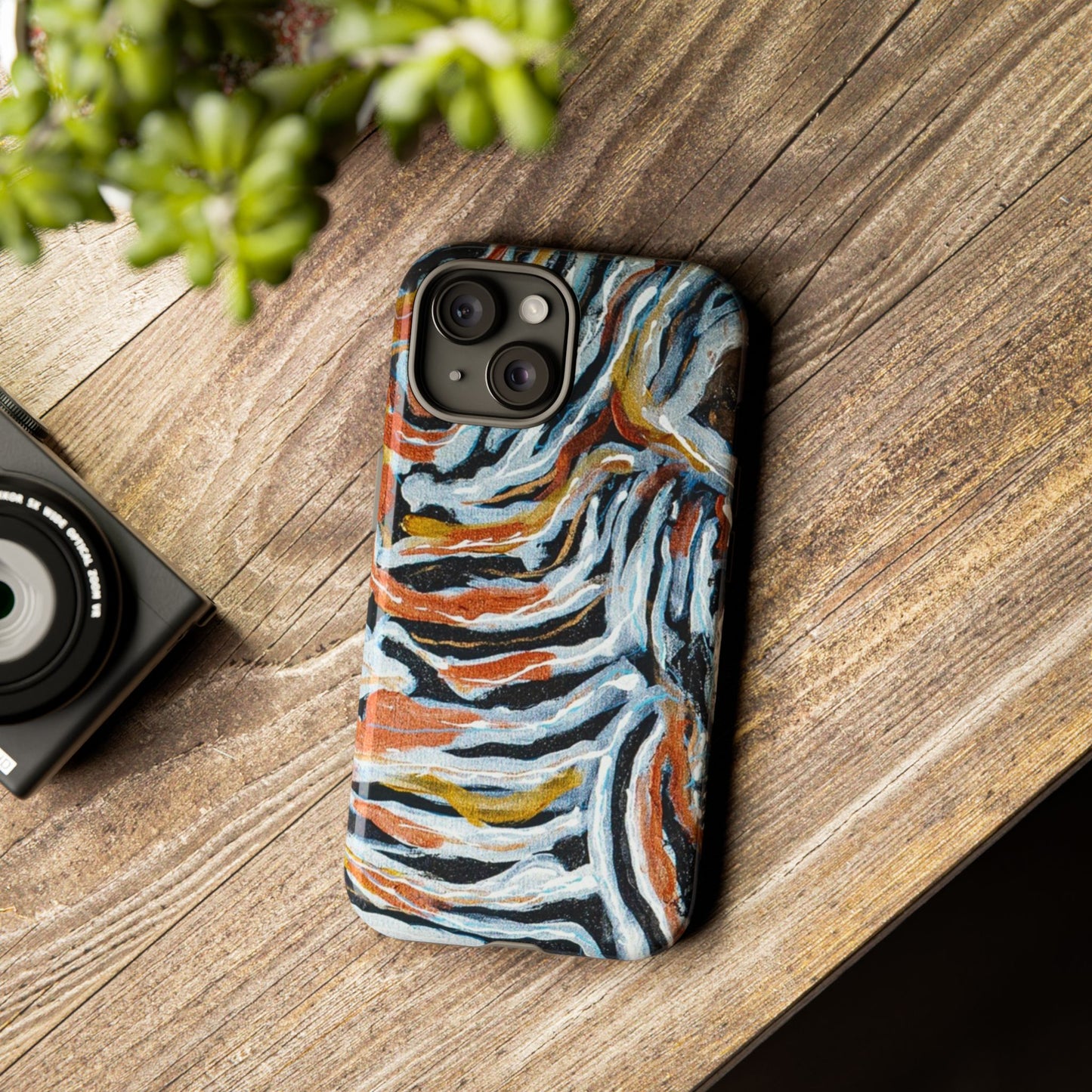 Artistic Tough Phone Case - Twin Zebras Image - Abstract Zebra Design