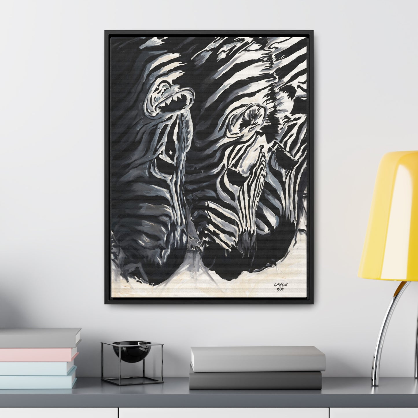 The Baby Zebras - Framed Canvas Print