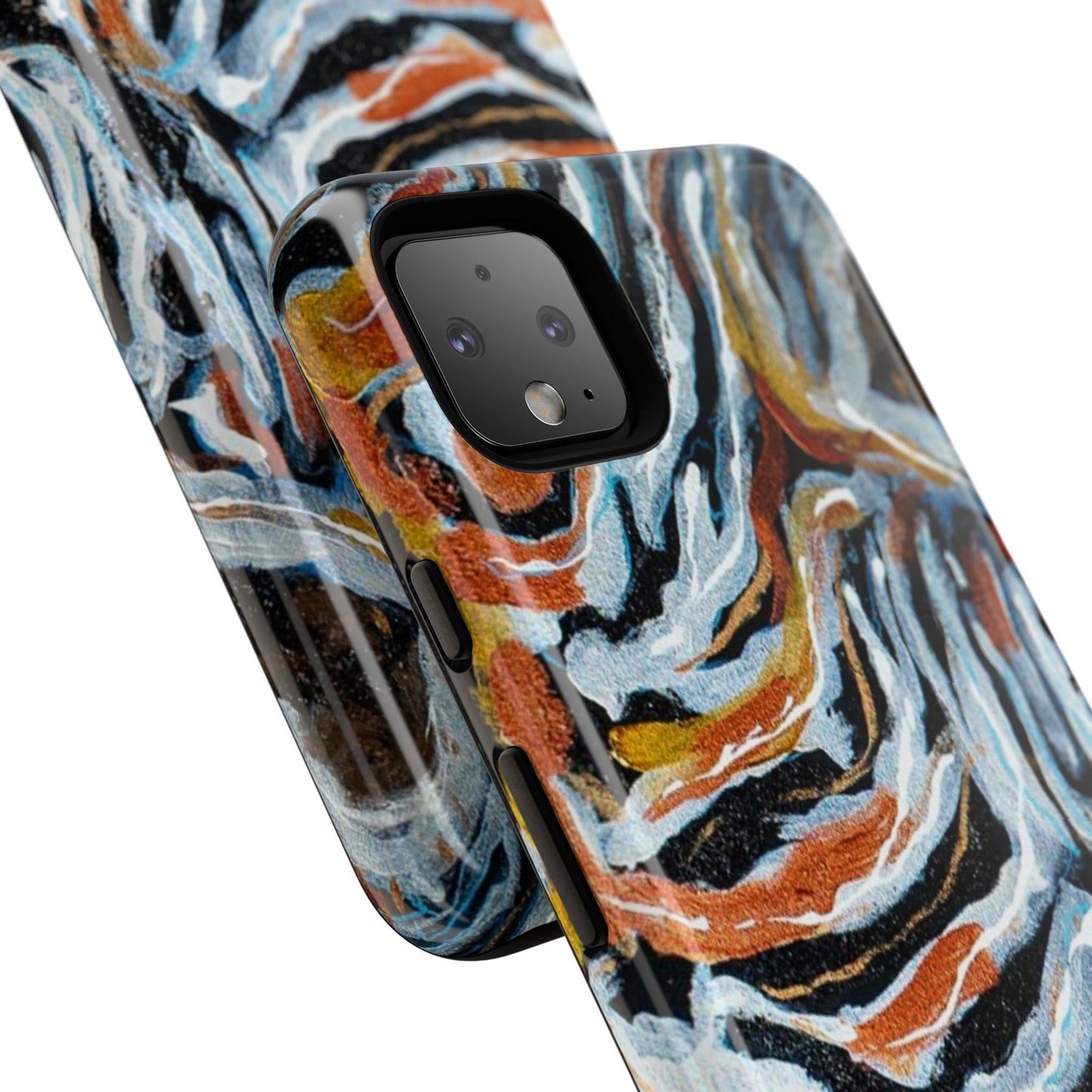 Artistic Tough Phone Case - Twin Zebras Image - Abstract Zebra Design