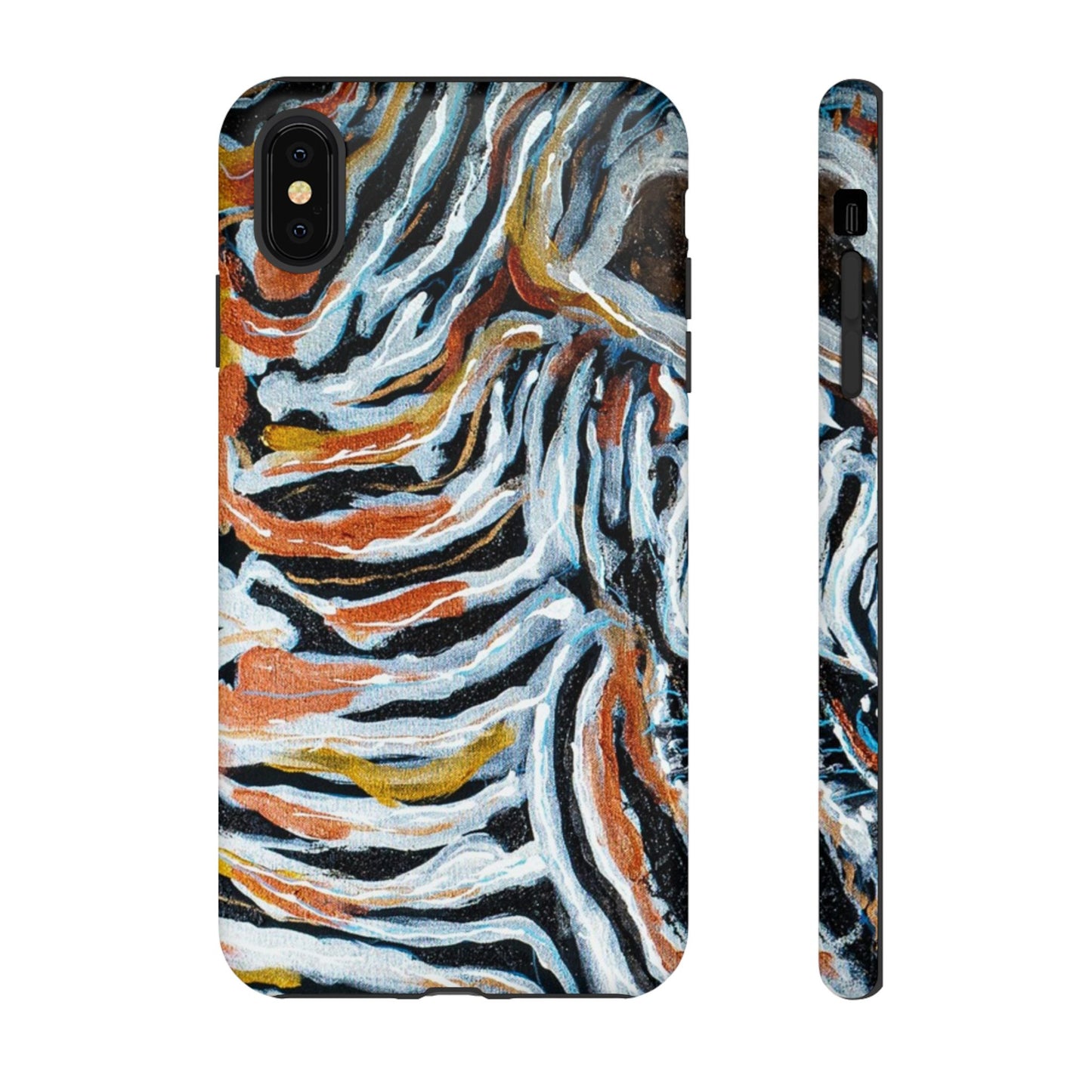 Artistic Tough Phone Case - Twin Zebras Image - Abstract Zebra Design