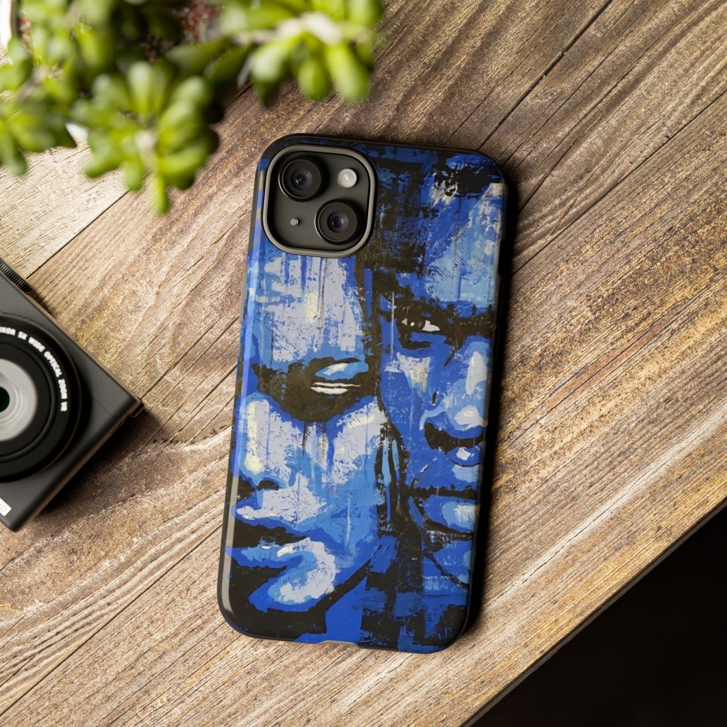 Artistic Phone Case - Tough Cases with Bold Blue Portraits -The Lovers Image