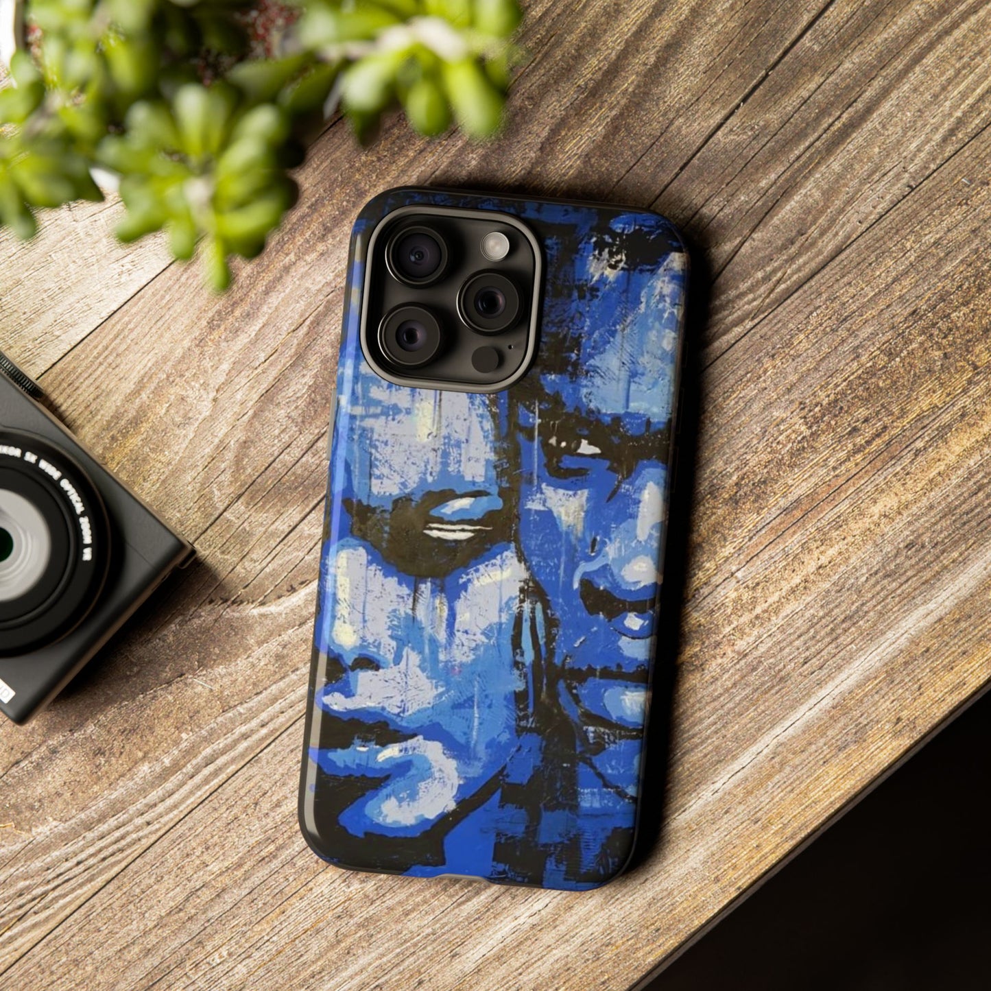 Artistic Phone Case - Tough Cases with Bold Blue Portraits -The Lovers Image