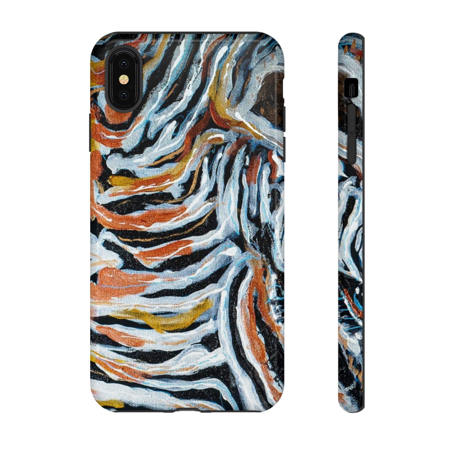 Artistic Tough Phone Case - Twin Zebras Image - Abstract Zebra Design