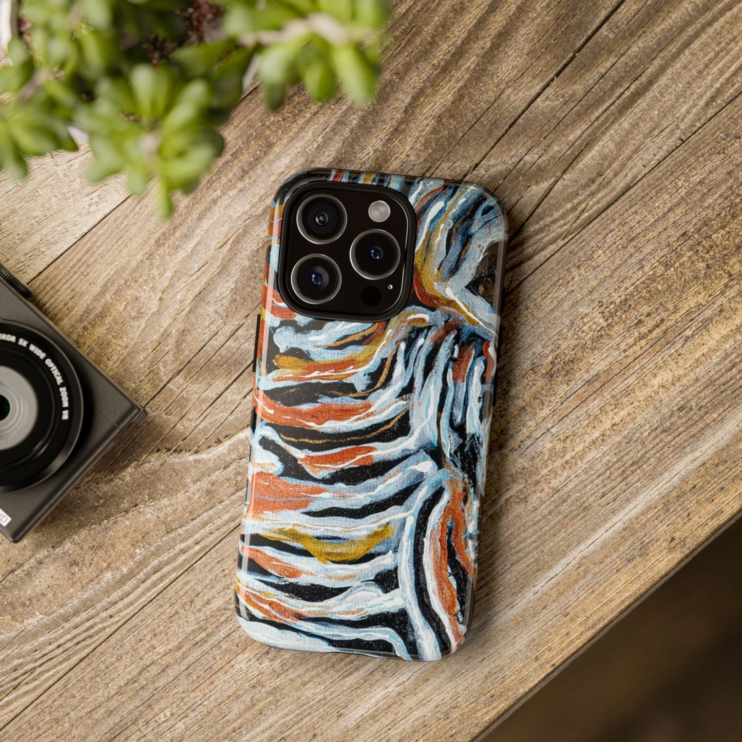 Artistic Tough Phone Case - Twin Zebras Image - Abstract Zebra Design