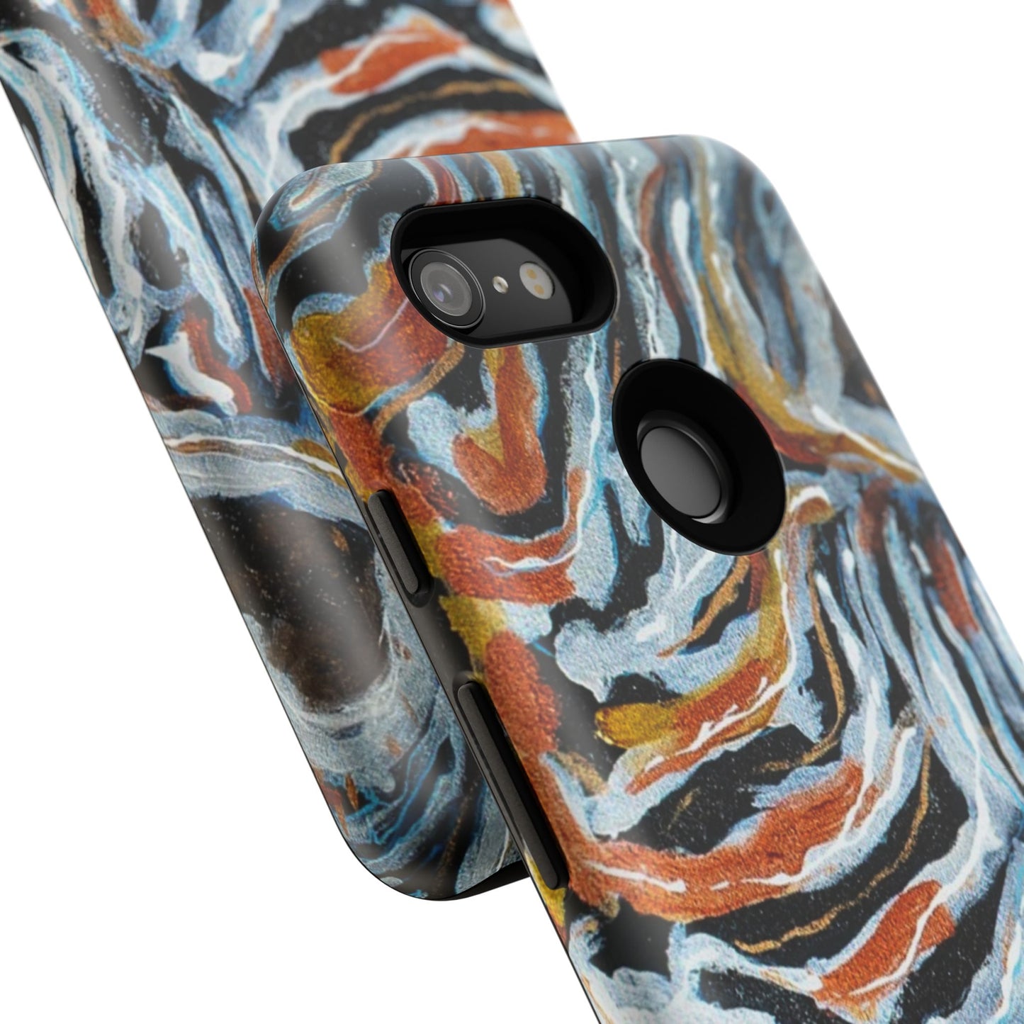 Artistic Tough Phone Case - Twin Zebras Image - Abstract Zebra Design