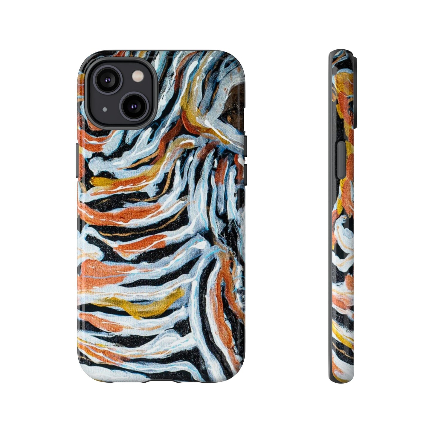 Artistic Tough Phone Case - Twin Zebras Image - Abstract Zebra Design