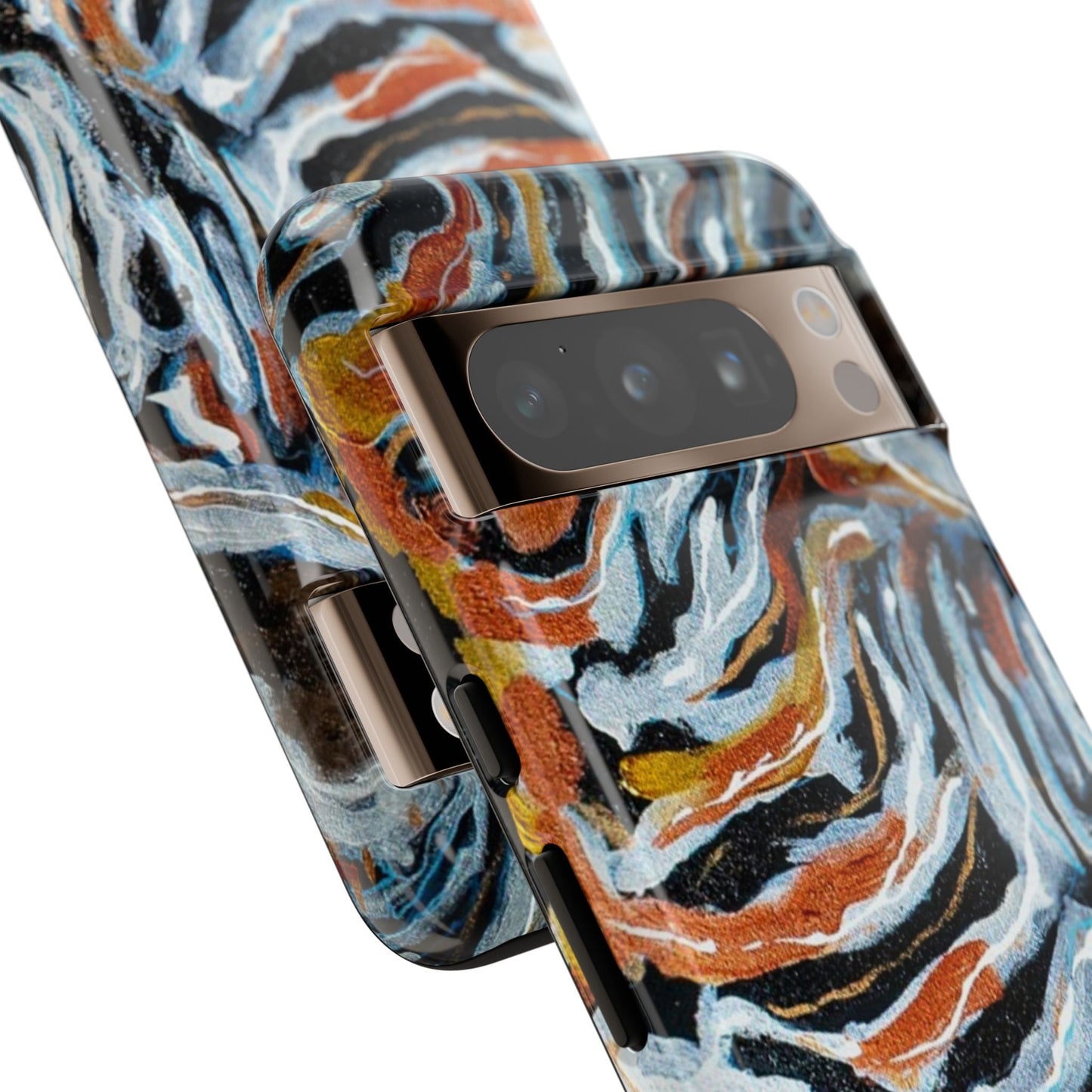 Artistic Tough Phone Case - Twin Zebras Image - Abstract Zebra Design