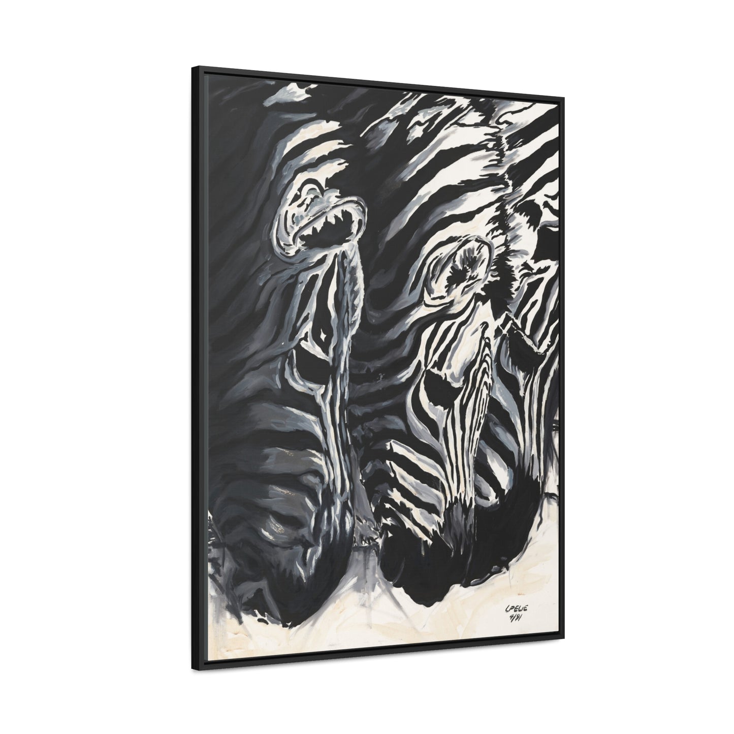 The Baby Zebras - Framed Canvas Print