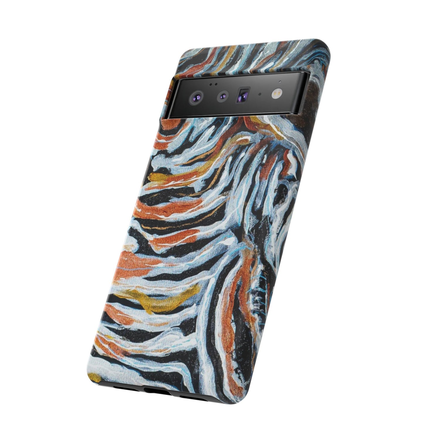 Artistic Tough Phone Case - Twin Zebras Image - Abstract Zebra Design
