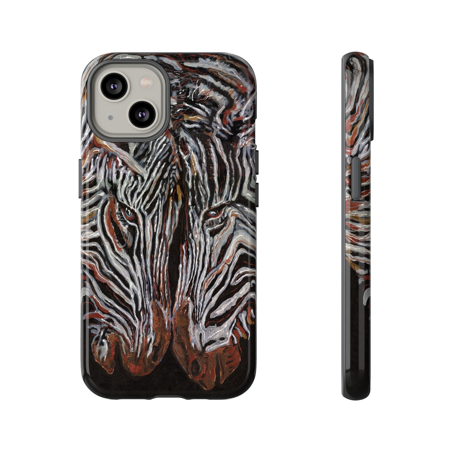 Artistic Zebra Phone Case Twin Zebra Image- Tough Protection for Wildlife Lovers
