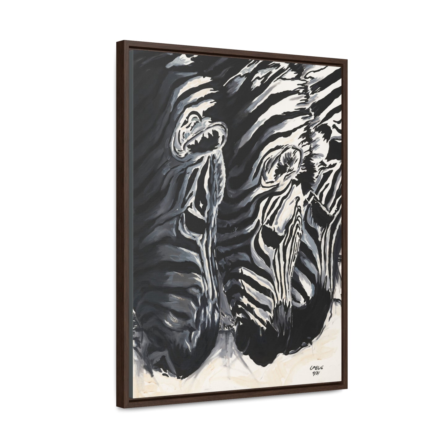 The Baby Zebras - Framed Canvas Print