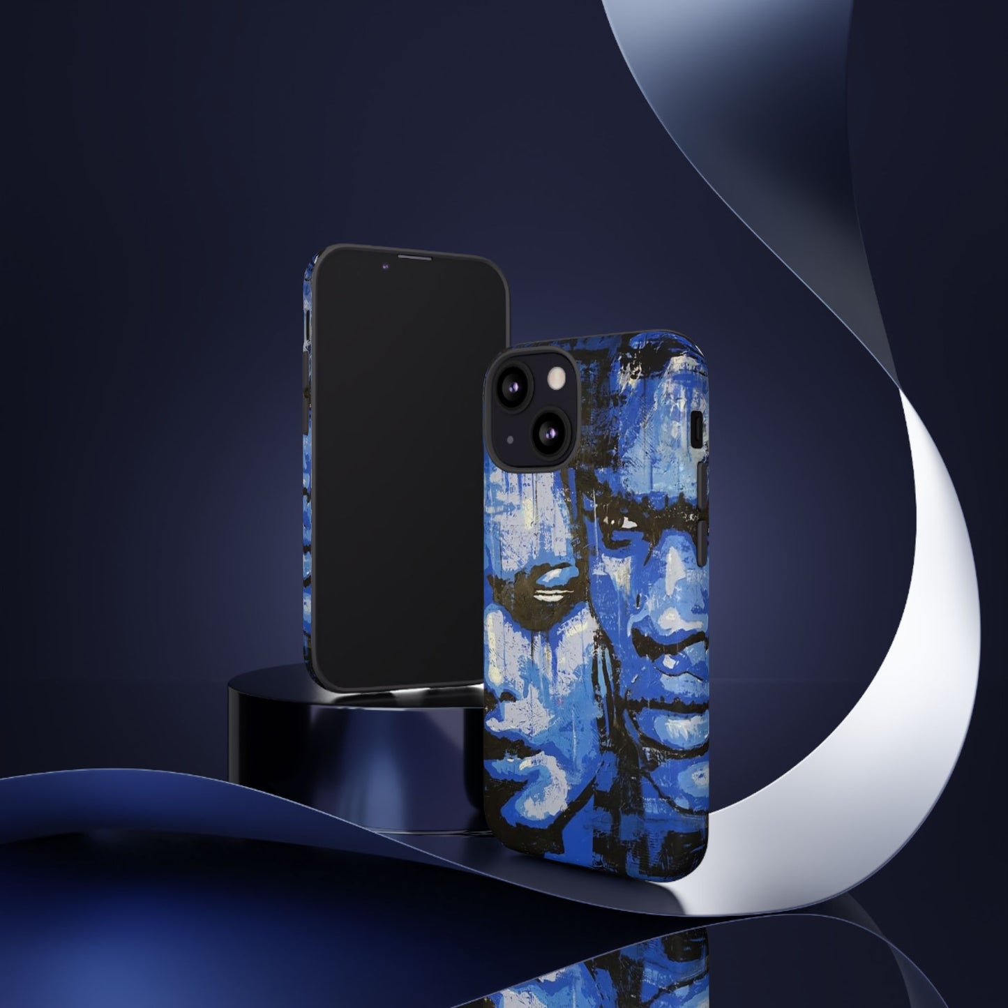 Artistic Phone Case - Tough Cases with Bold Blue Portraits -The Lovers Image