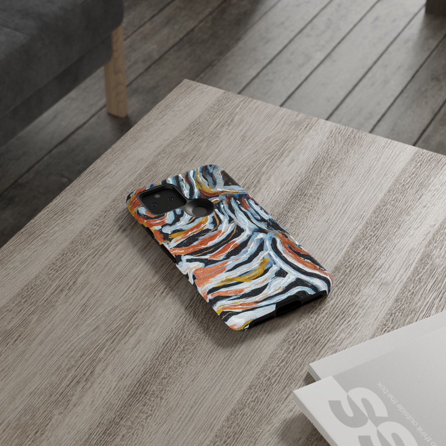 Artistic Tough Phone Case - Twin Zebras Image - Abstract Zebra Design