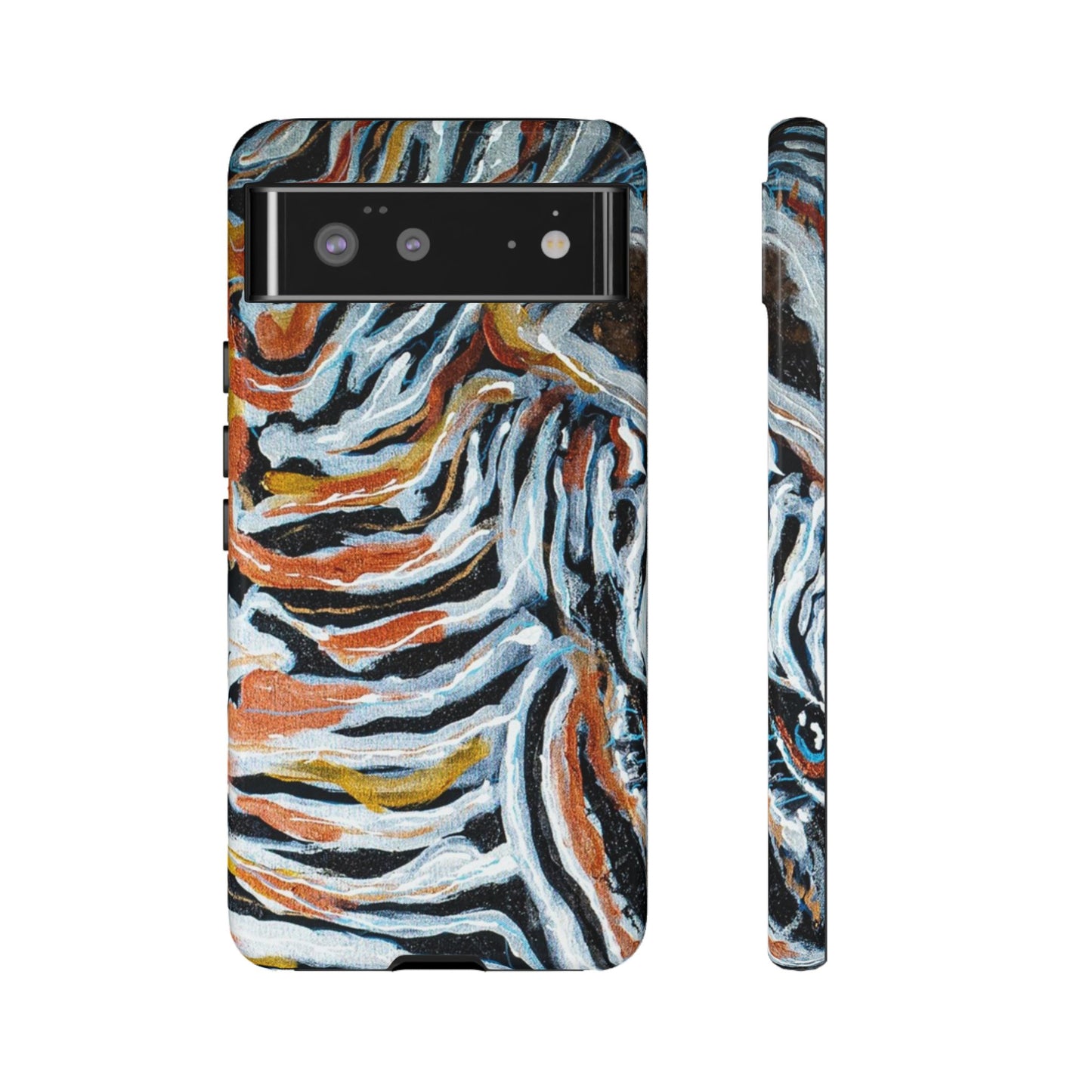 Artistic Tough Phone Case - Twin Zebras Image - Abstract Zebra Design