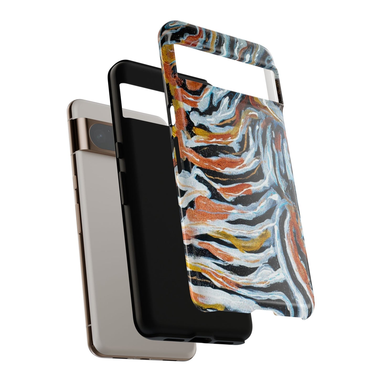 Artistic Tough Phone Case - Twin Zebras Image - Abstract Zebra Design