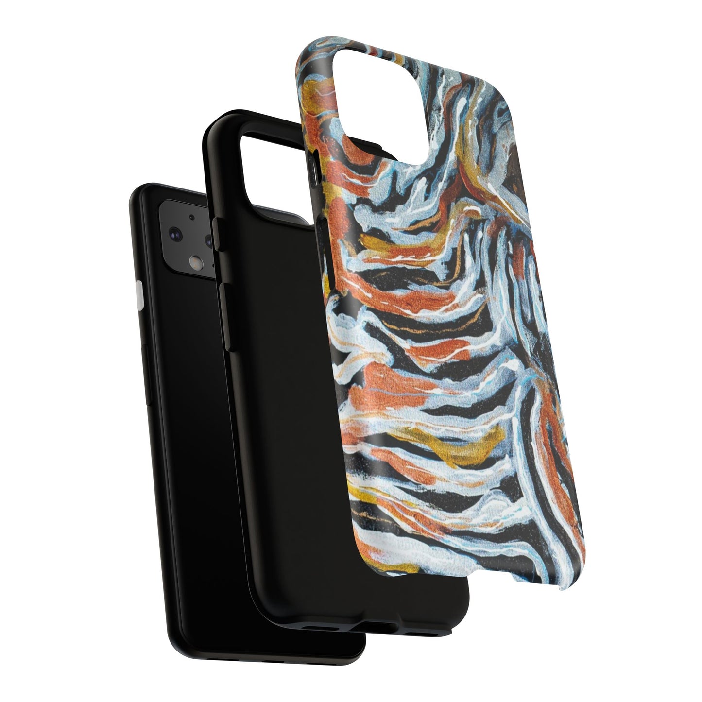 Artistic Tough Phone Case - Twin Zebras Image - Abstract Zebra Design
