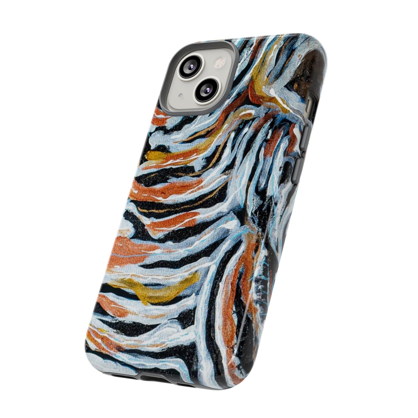 Artistic Tough Phone Case - Twin Zebras Image - Abstract Zebra Design