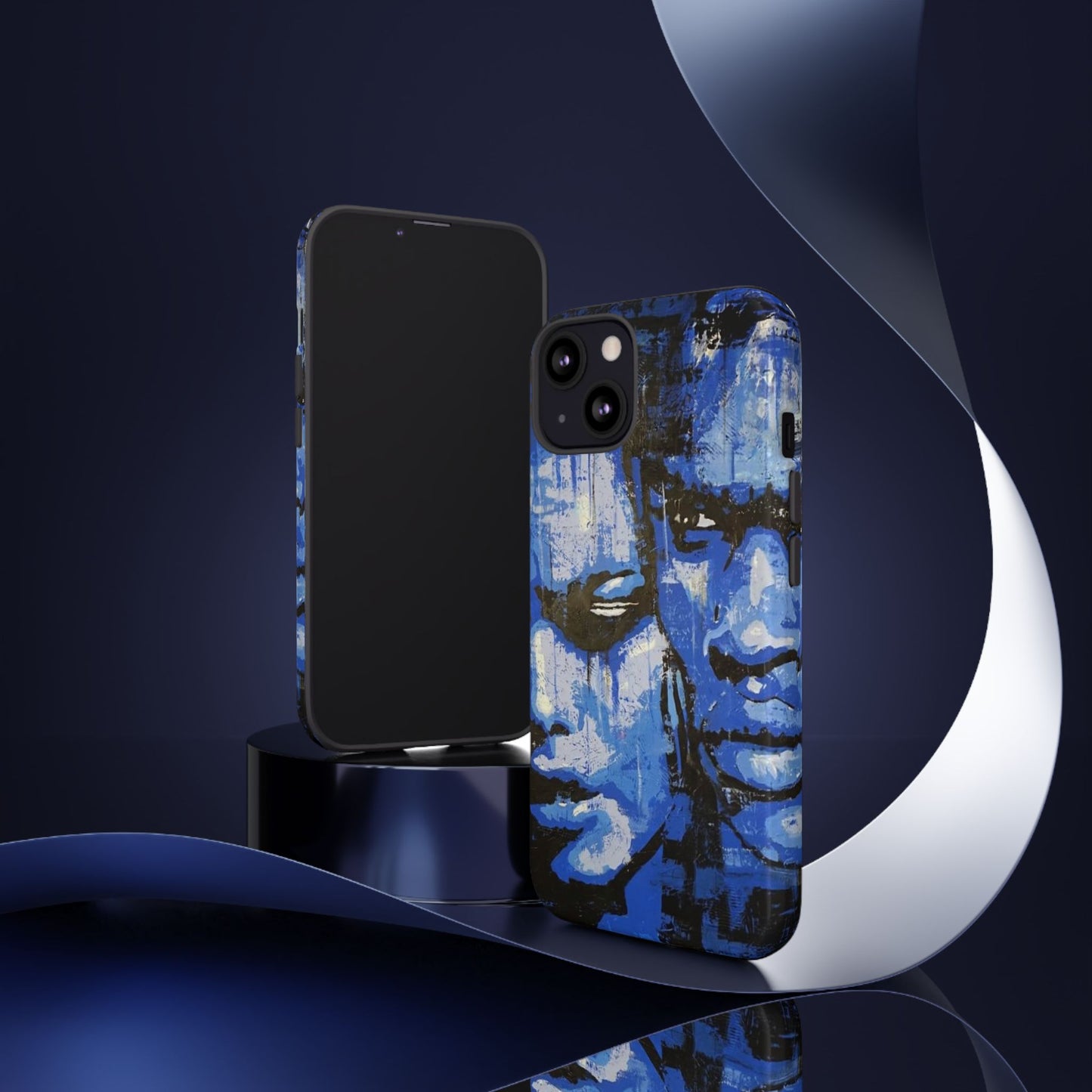 Artistic Phone Case - Tough Cases with Bold Blue Portraits -The Lovers Image