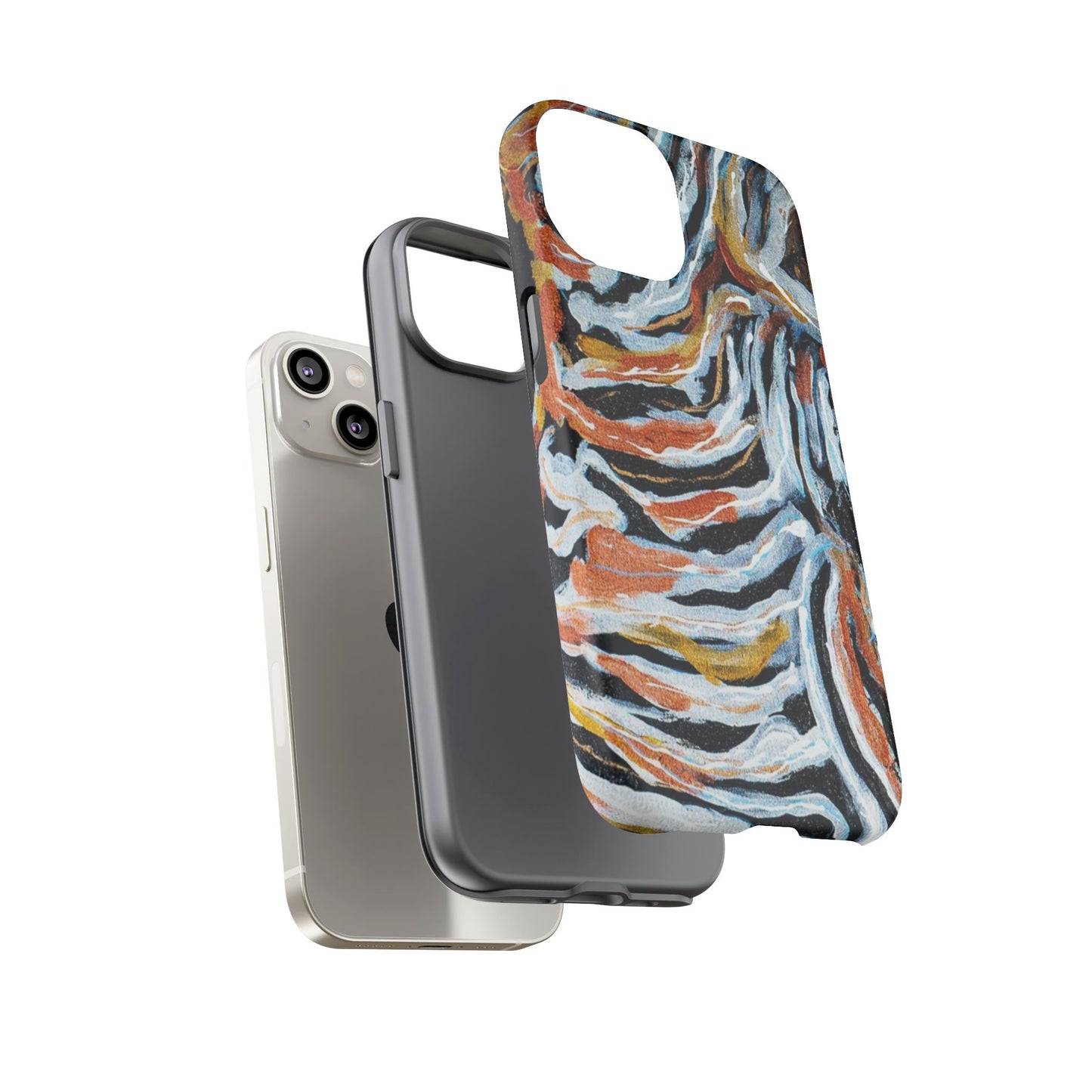 Artistic Tough Phone Case - Twin Zebras Image - Abstract Zebra Design