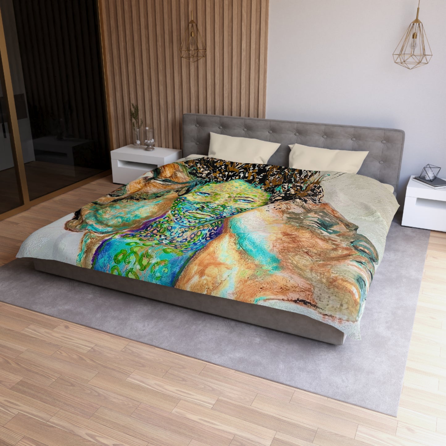Artistic Microfiber Duvet Cover - Abstract Landscape Design for Modern Bedrooms
