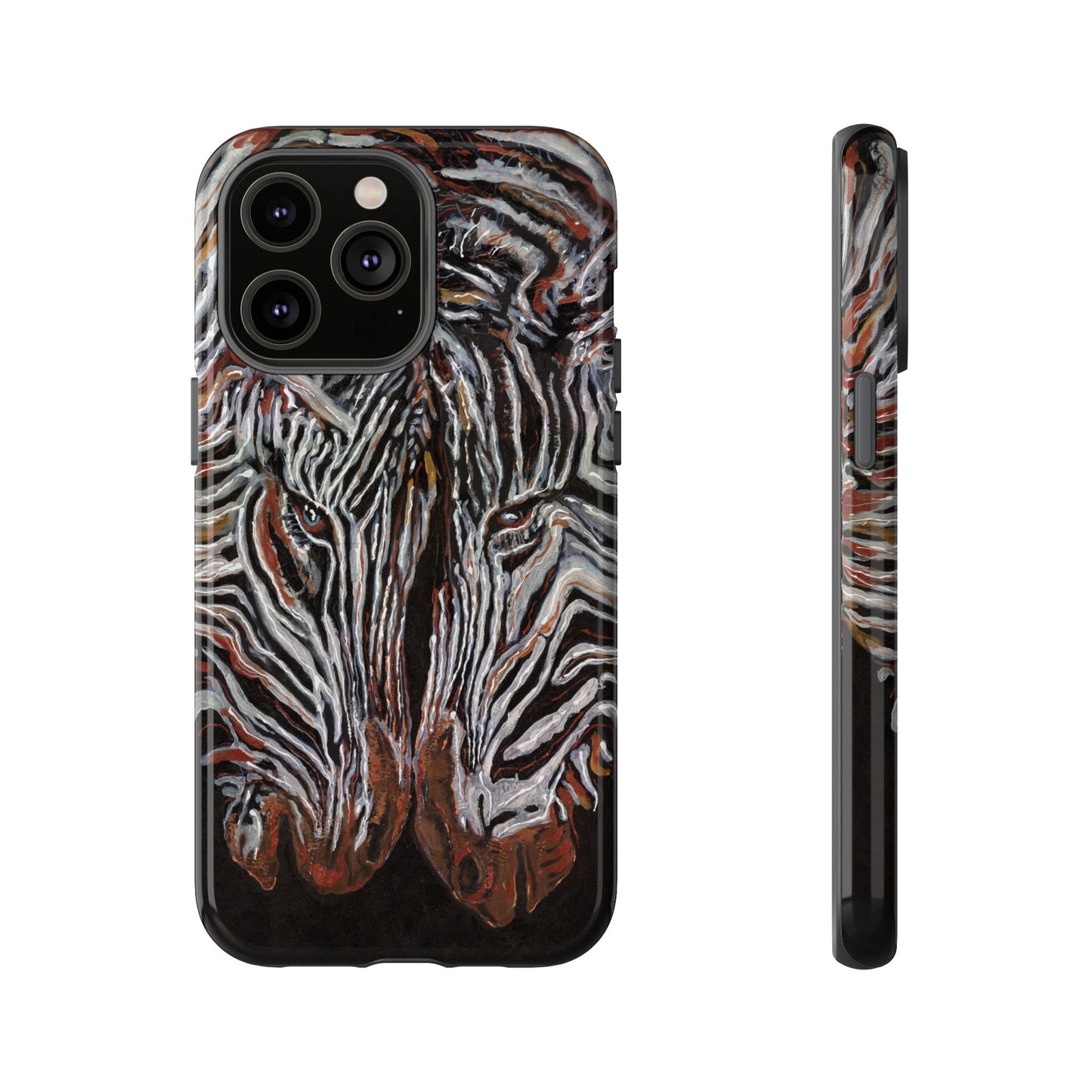 Artistic Zebra Phone Case Twin Zebra Image- Tough Protection for Wildlife Lovers