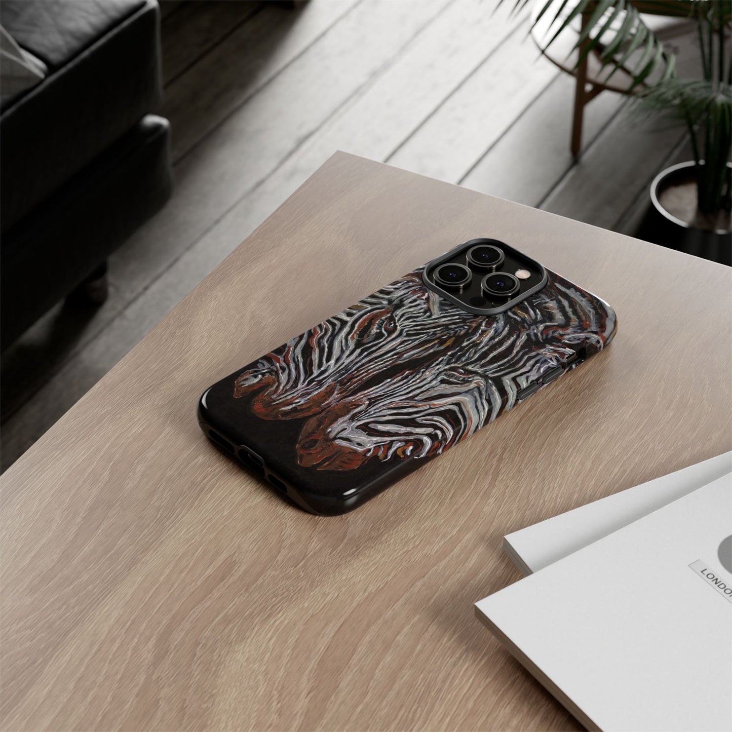 Artistic Zebra Phone Case Twin Zebra Image- Tough Protection for Wildlife Lovers