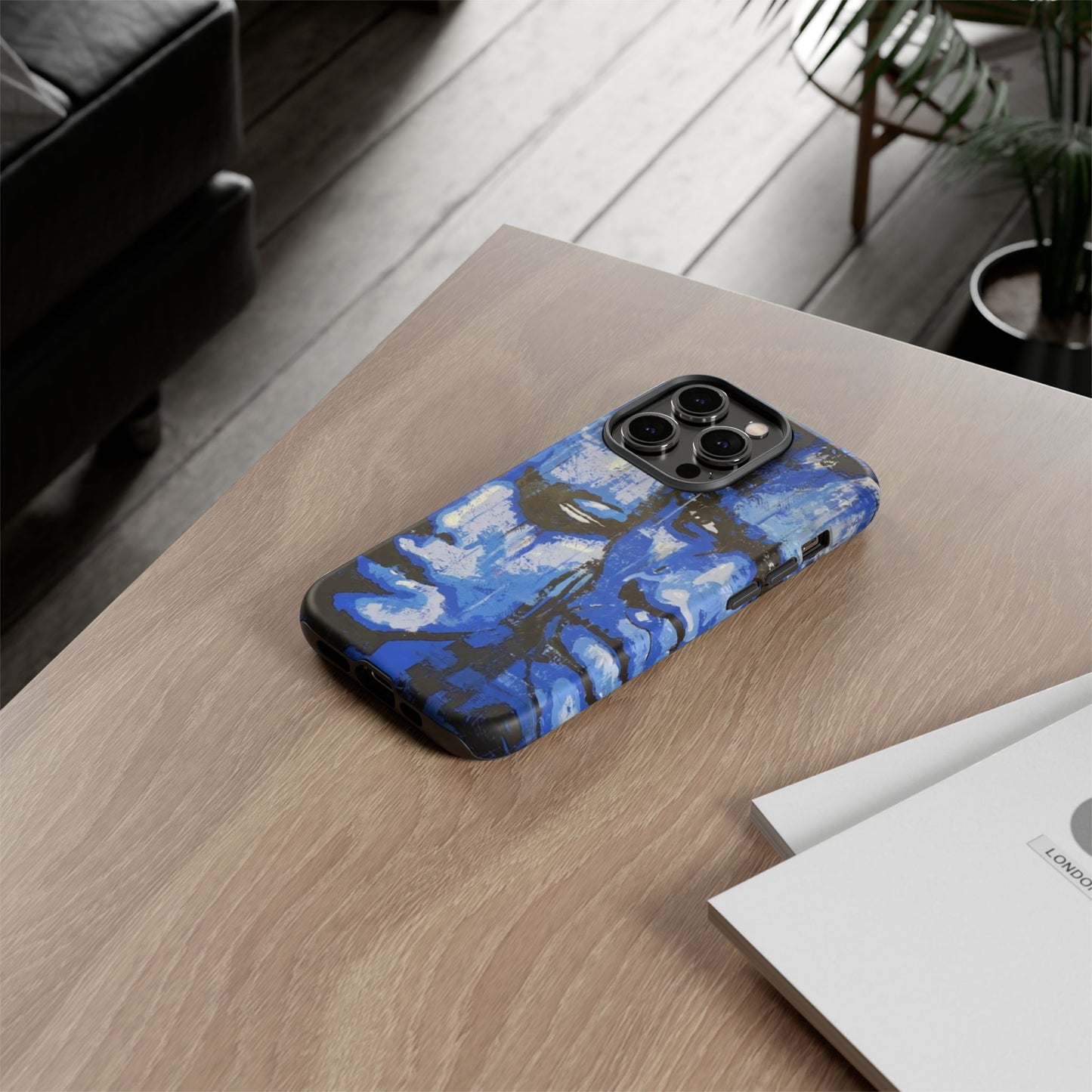 Artistic Phone Case - Tough Cases with Bold Blue Portraits -The Lovers Image
