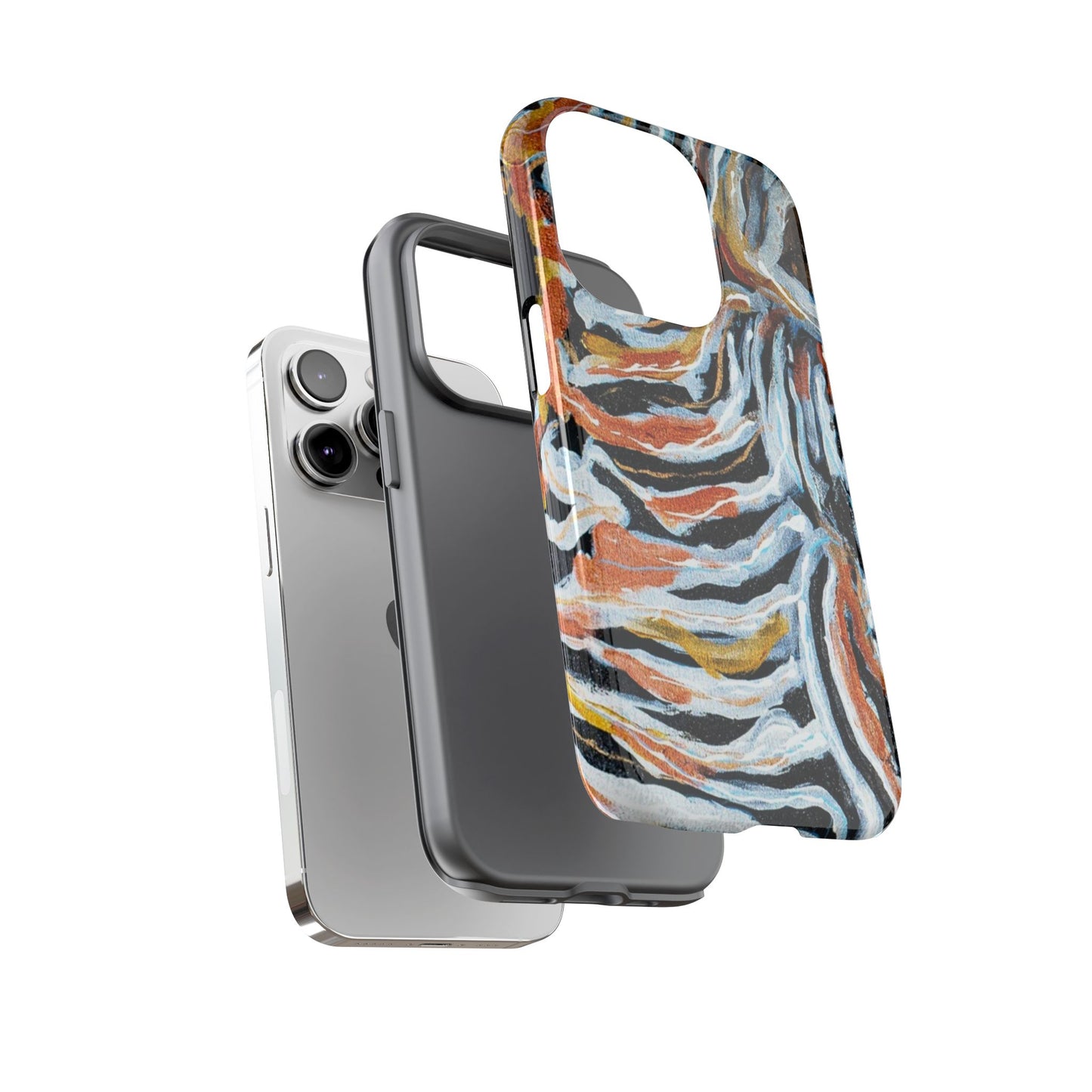 Artistic Tough Phone Case - Twin Zebras Image - Abstract Zebra Design