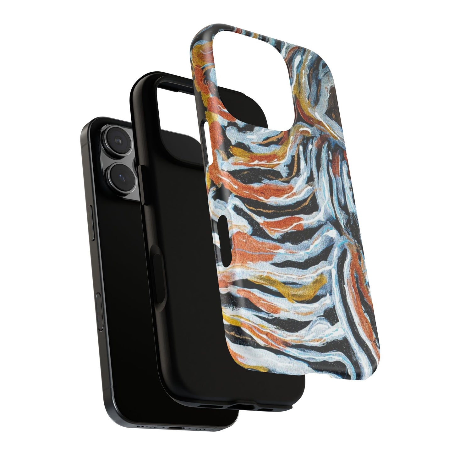Artistic Tough Phone Case - Twin Zebras Image - Abstract Zebra Design