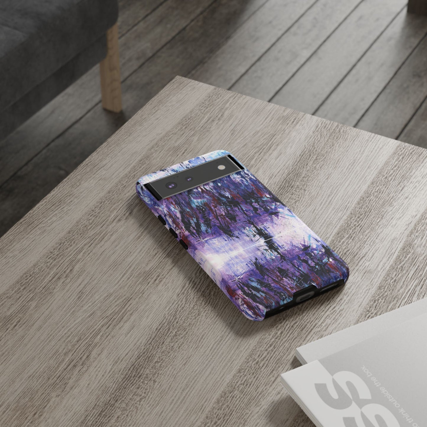 Abstract Purple Phone Case, Stylish & Protective Cover for Art Lovers- White Spring Image