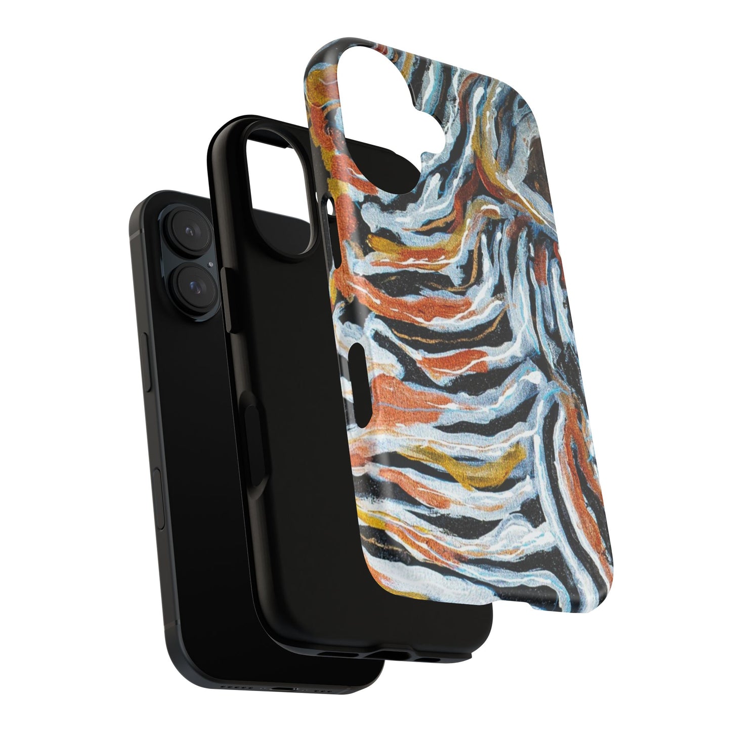 Artistic Tough Phone Case - Twin Zebras Image - Abstract Zebra Design