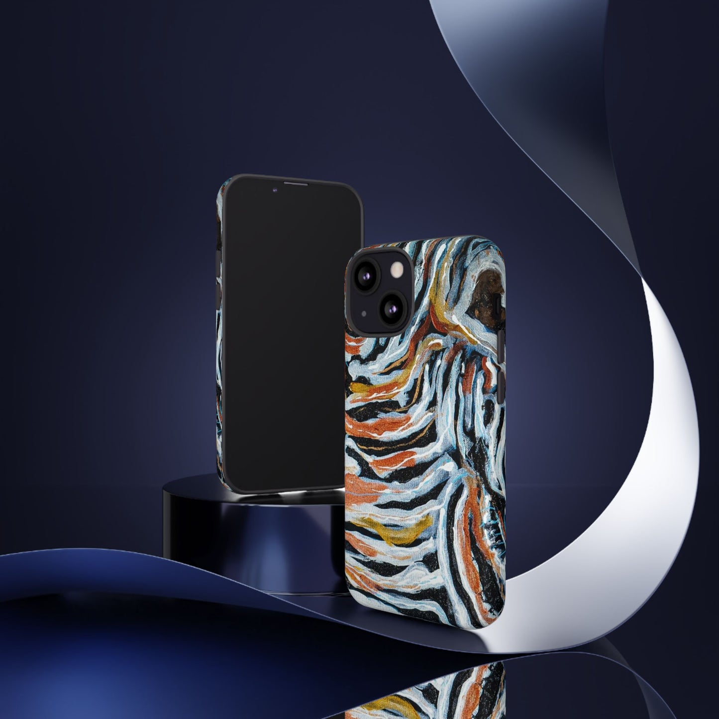 Artistic Tough Phone Case - Twin Zebras Image - Abstract Zebra Design