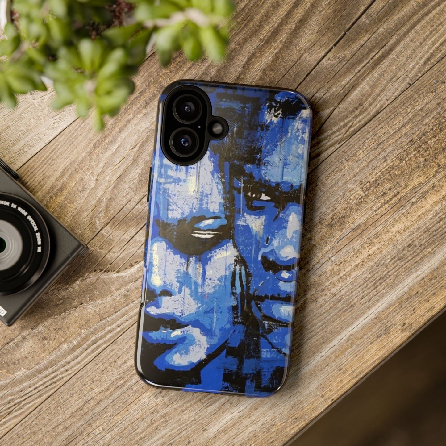 Artistic Phone Case - Tough Cases with Bold Blue Portraits -The Lovers Image