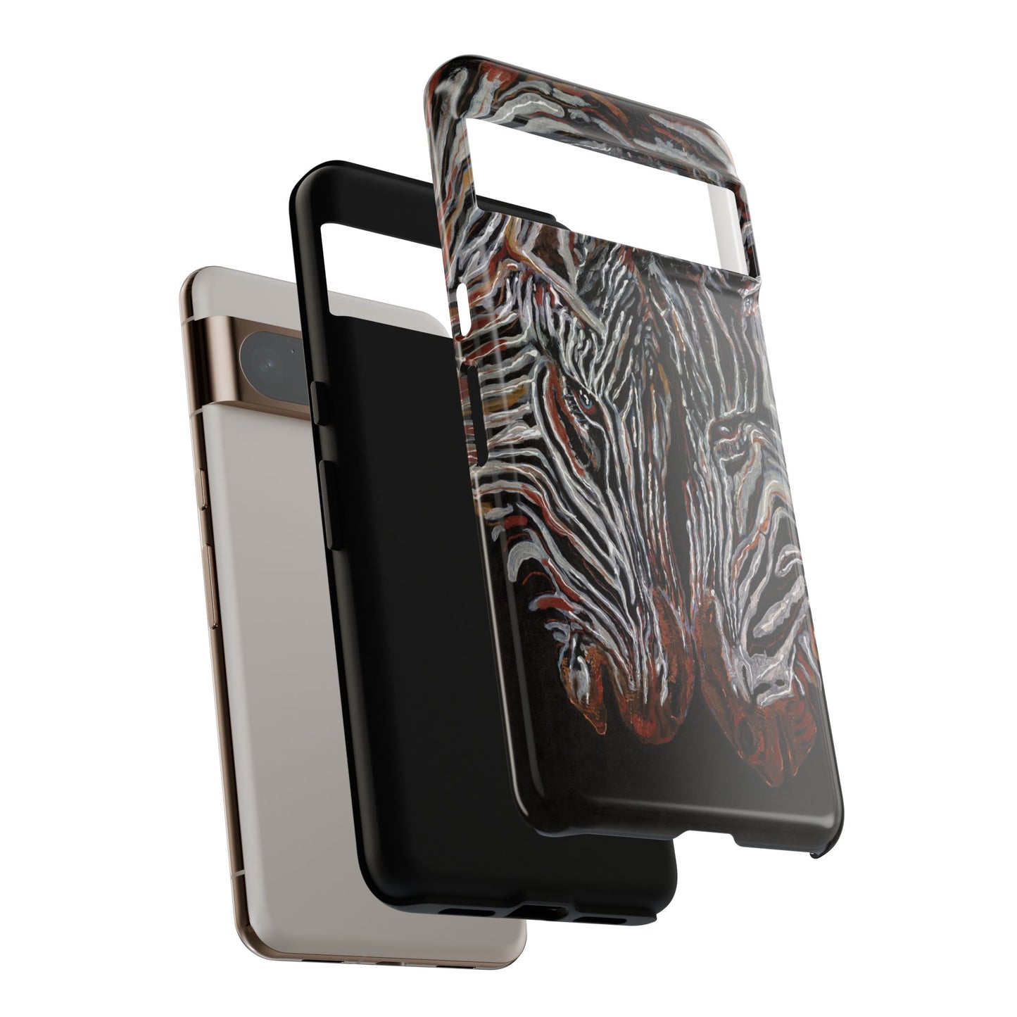 Artistic Zebra Phone Case Twin Zebra Image- Tough Protection for Wildlife Lovers