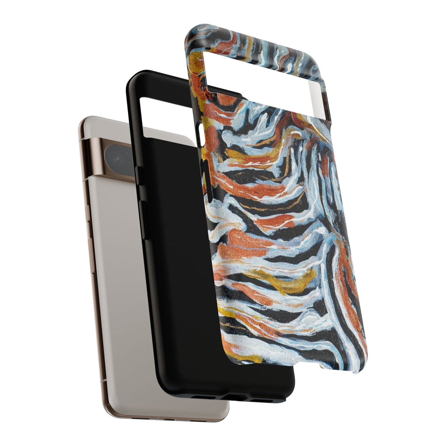 Artistic Tough Phone Case - Twin Zebras Image - Abstract Zebra Design