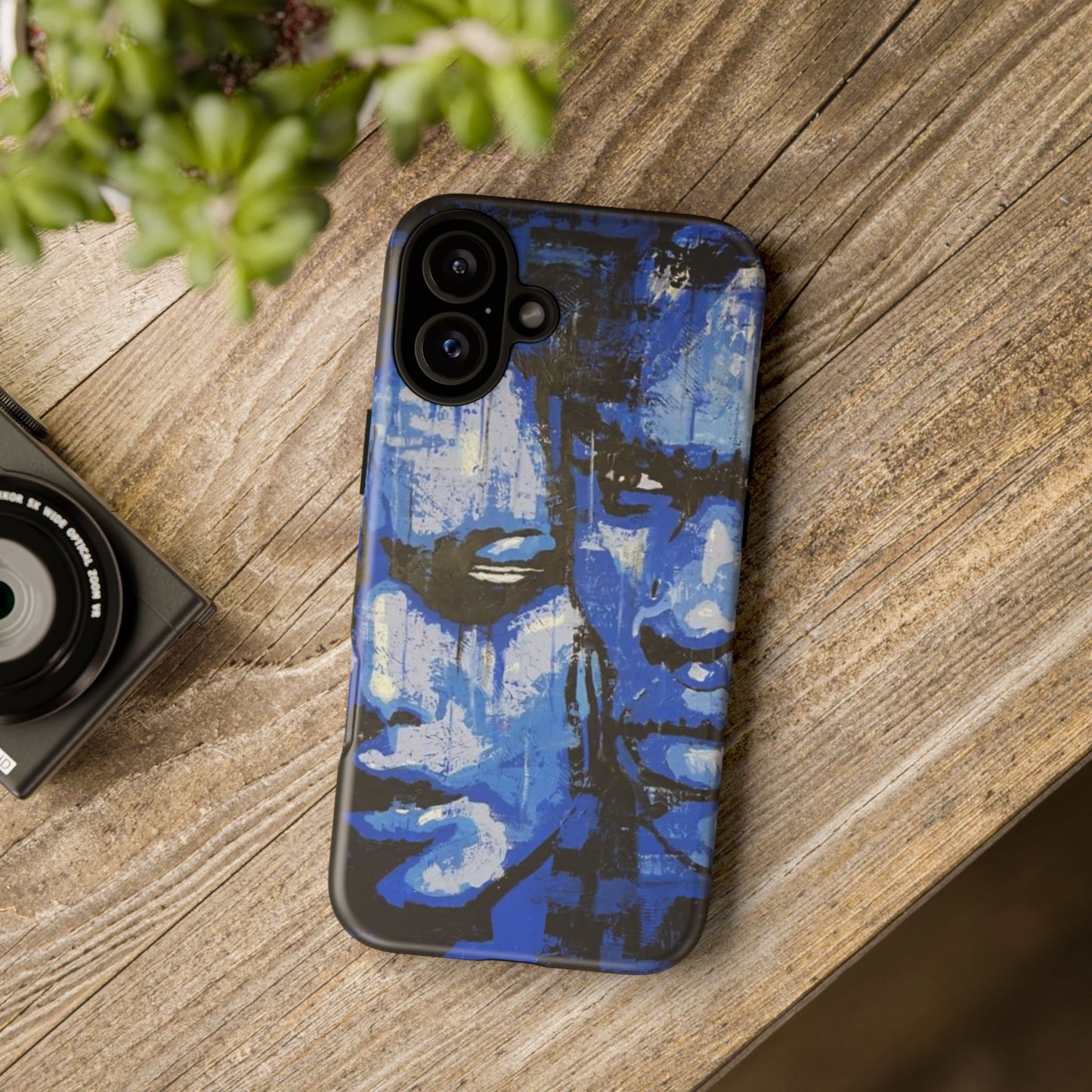 Artistic Phone Case - Tough Cases with Bold Blue Portraits -The Lovers Image