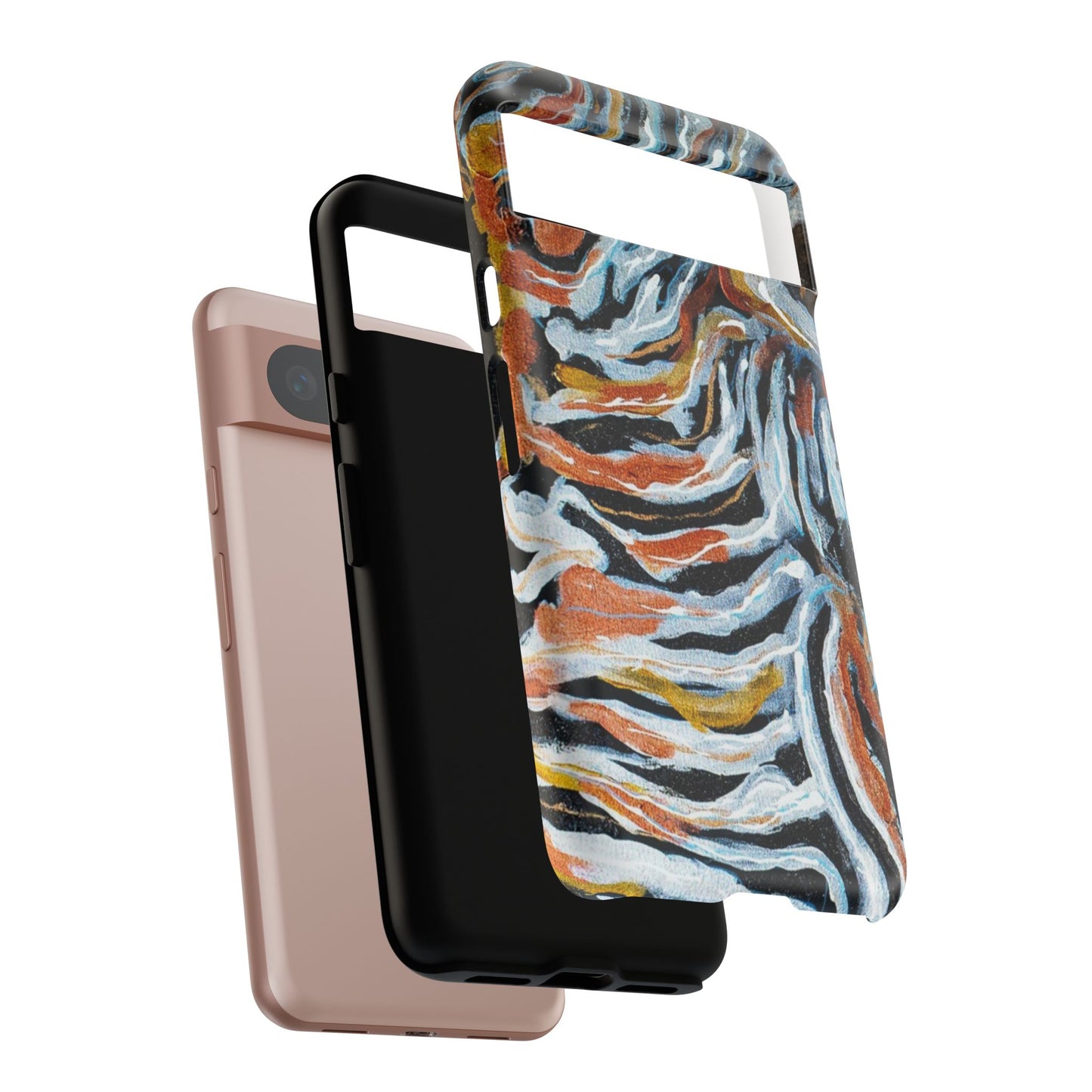 Artistic Tough Phone Case - Twin Zebras Image - Abstract Zebra Design