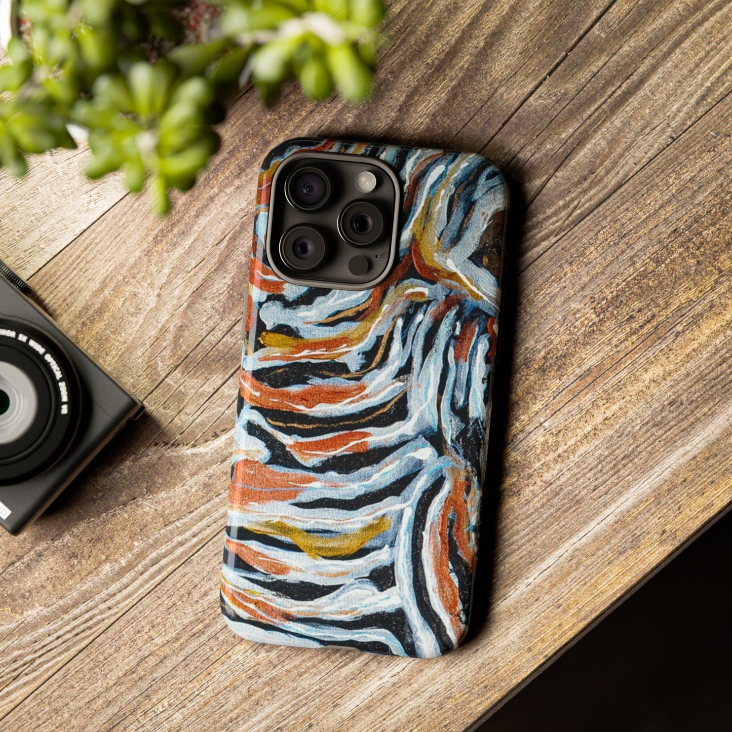 Artistic Tough Phone Case - Twin Zebras Image - Abstract Zebra Design
