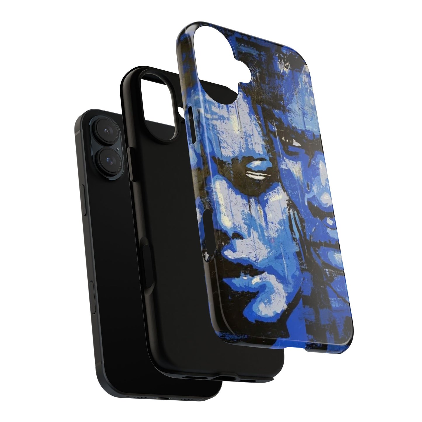 Artistic Phone Case - Tough Cases with Bold Blue Portraits -The Lovers Image
