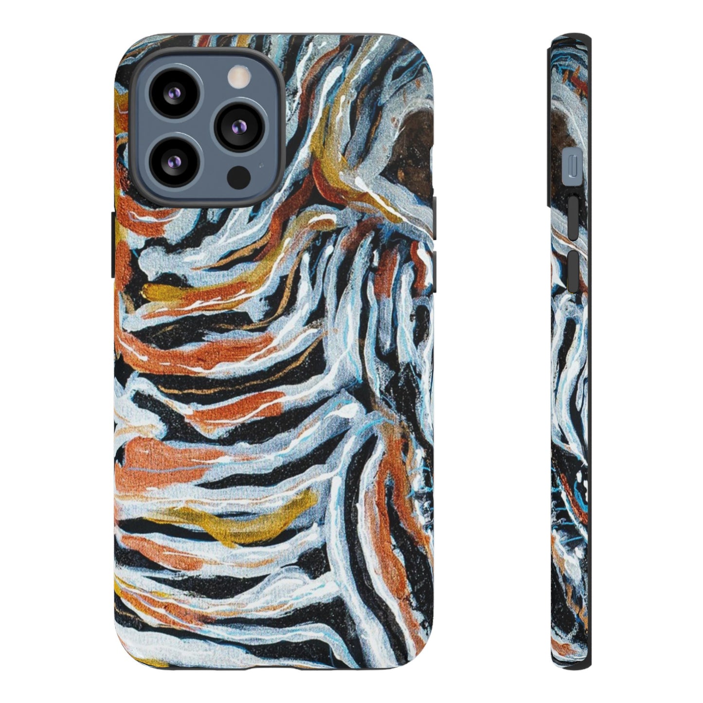 Artistic Tough Phone Case - Twin Zebras Image - Abstract Zebra Design