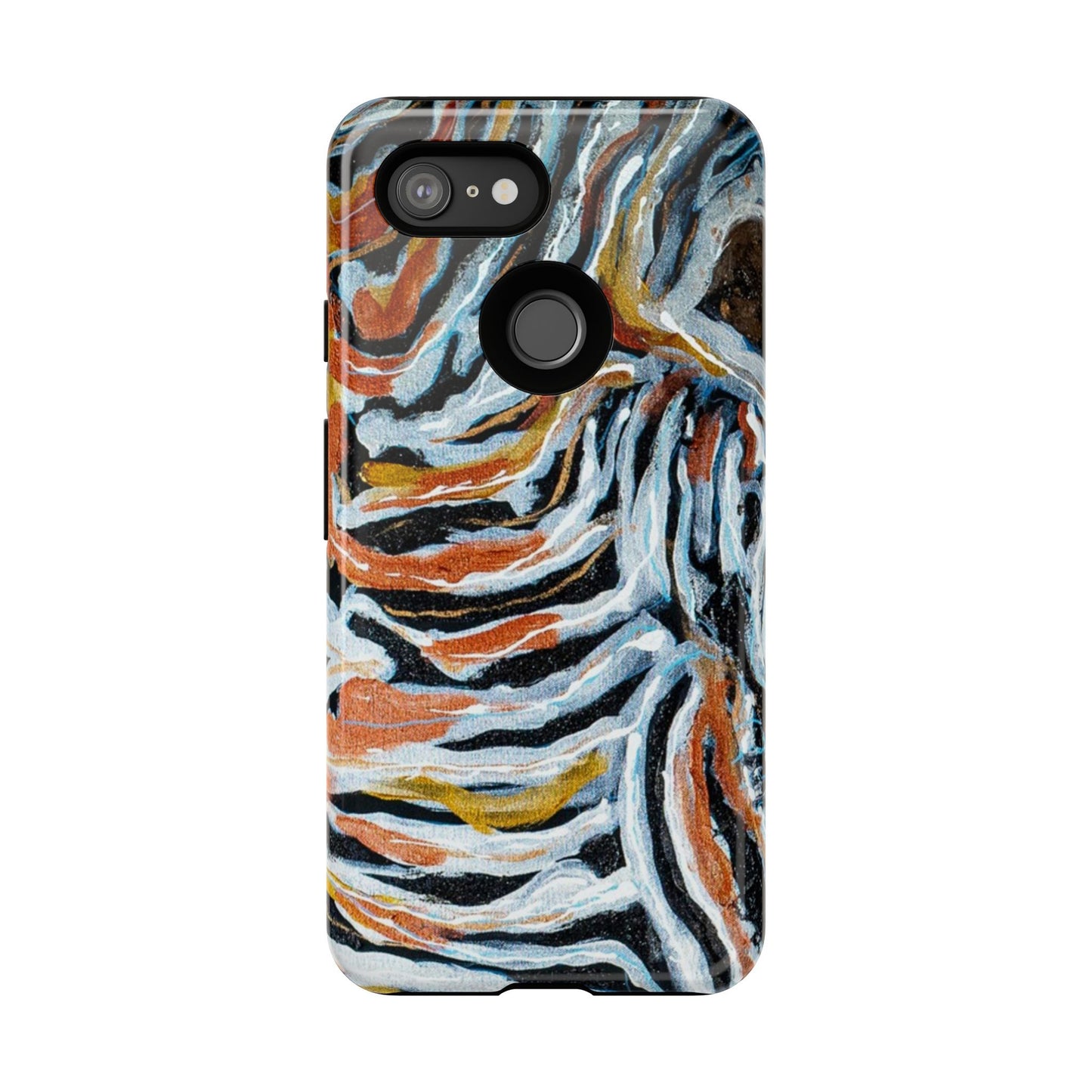 Artistic Tough Phone Case - Twin Zebras Image - Abstract Zebra Design