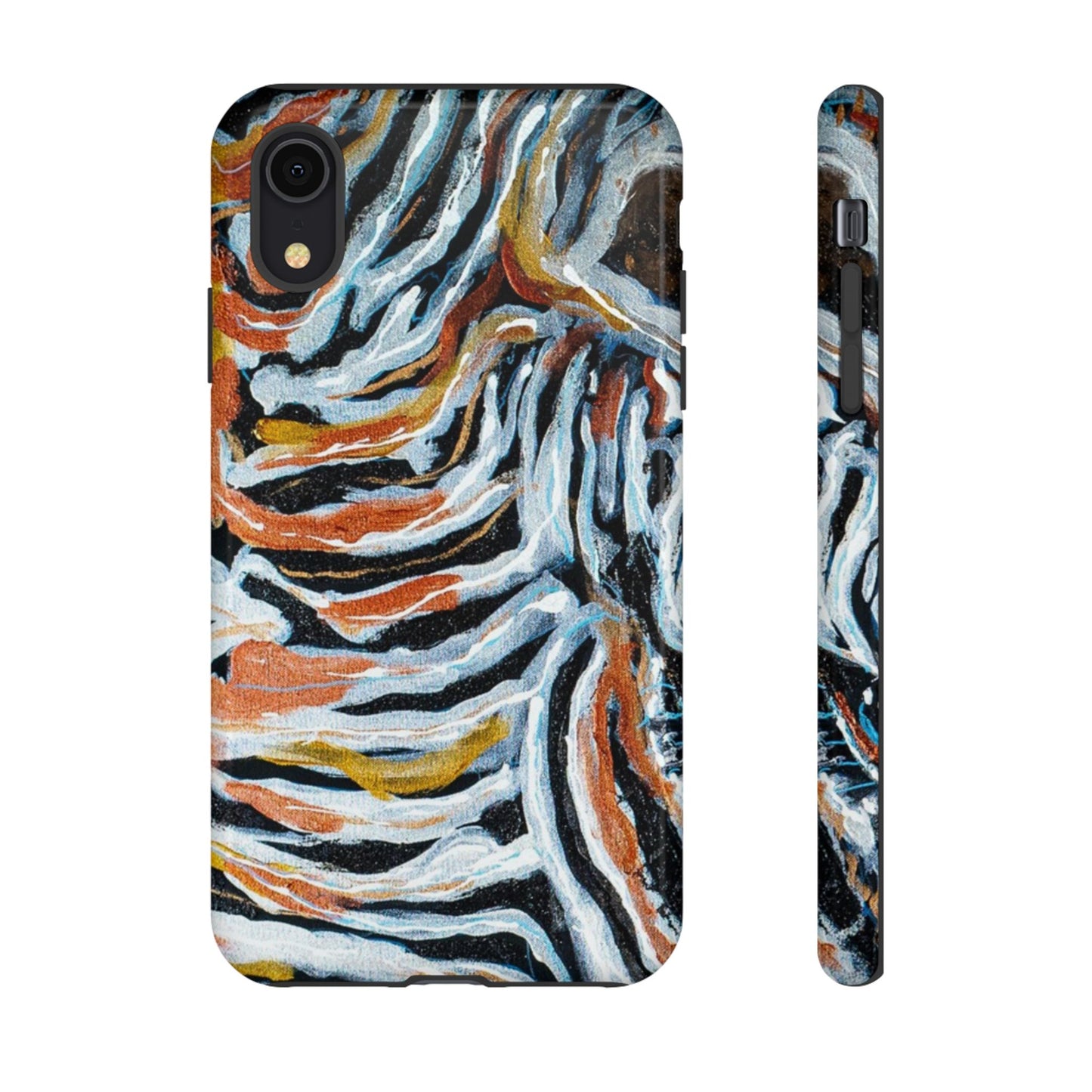 Artistic Tough Phone Case - Twin Zebras Image - Abstract Zebra Design