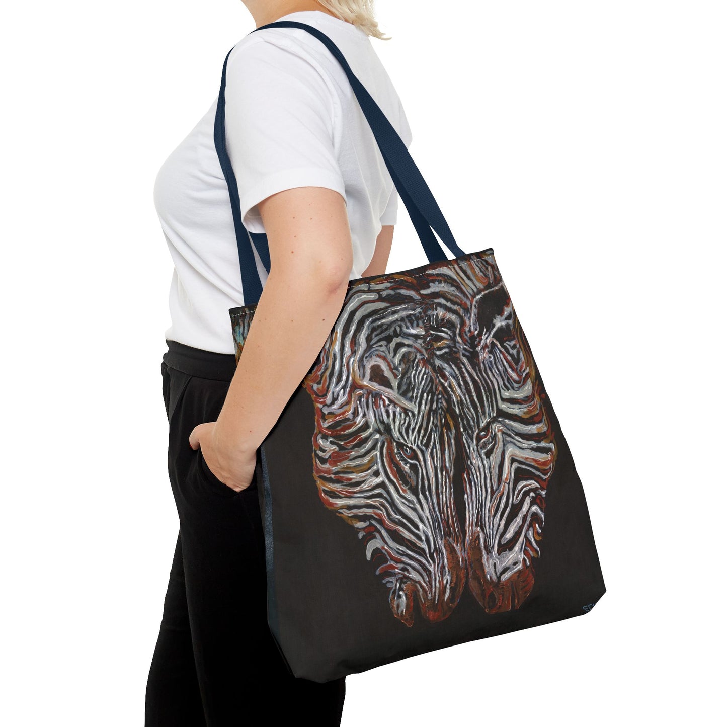 Twin Zebras Image- Tote Bag