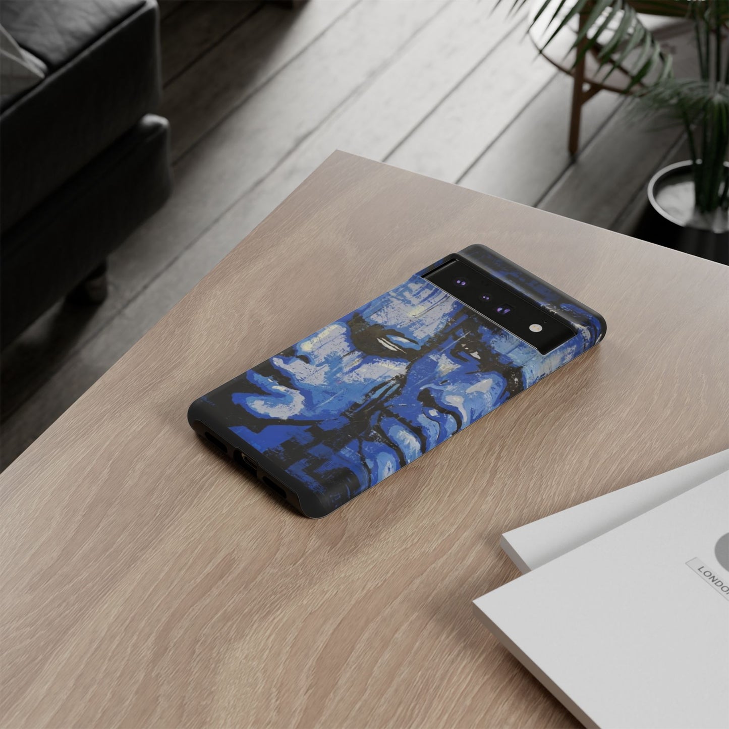 Artistic Phone Case - Tough Cases with Bold Blue Portraits -The Lovers Image