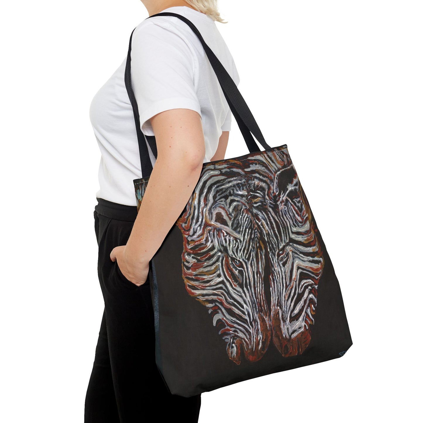 Twin Zebras Image- Tote Bag