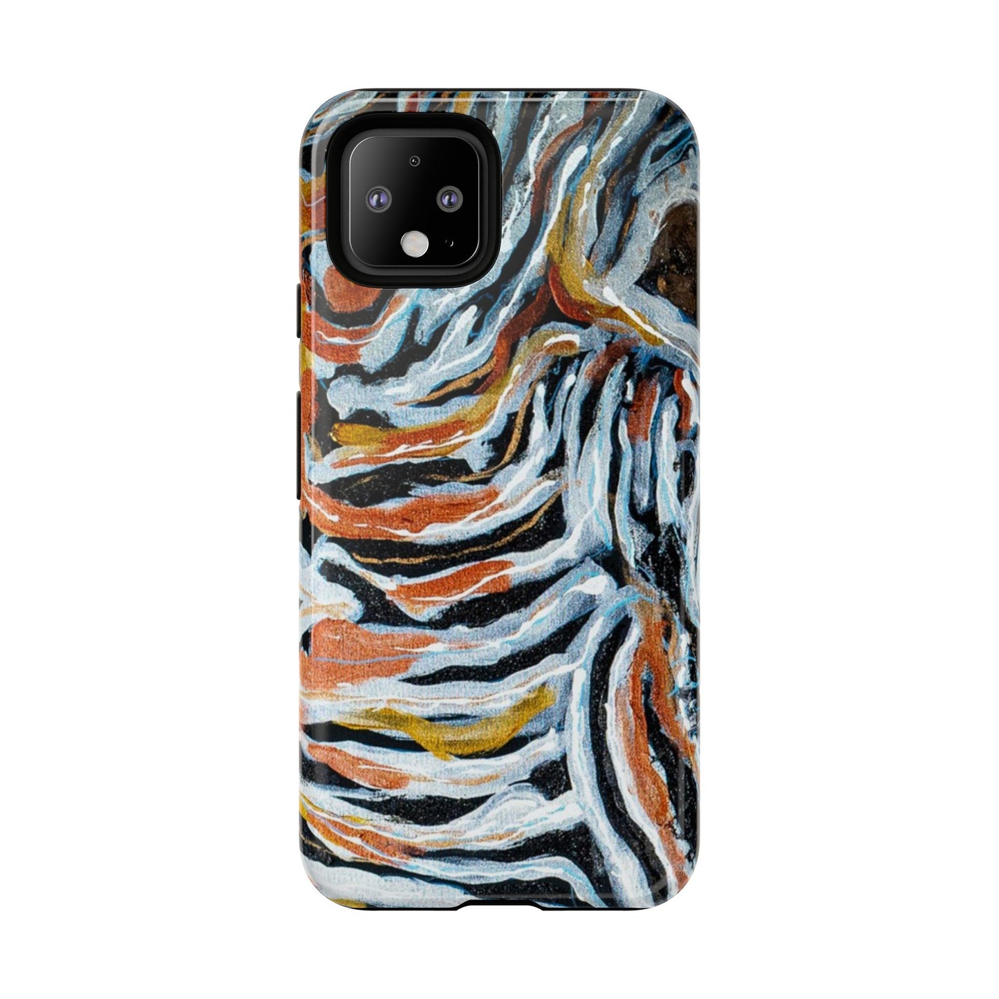 Artistic Tough Phone Case - Twin Zebras Image - Abstract Zebra Design