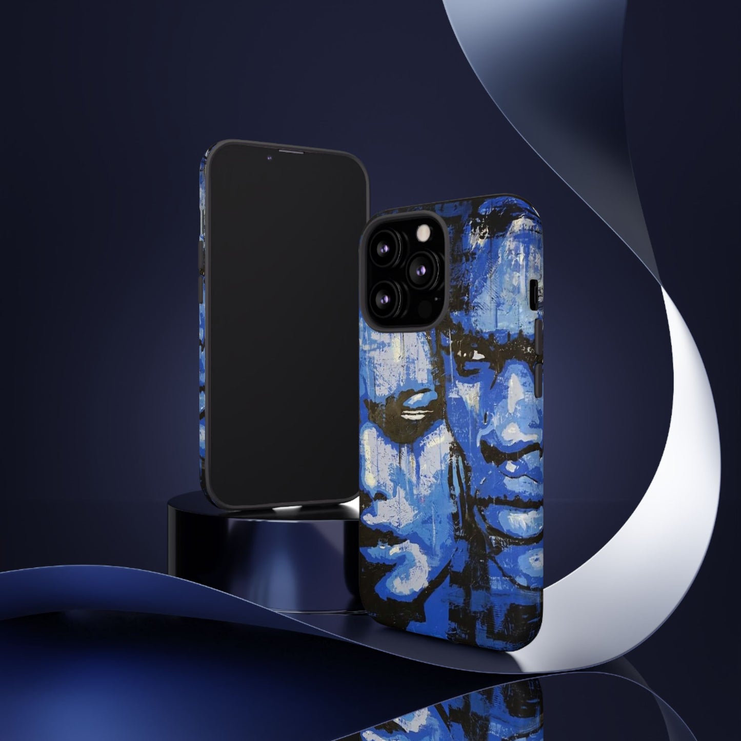 Artistic Phone Case - Tough Cases with Bold Blue Portraits -The Lovers Image