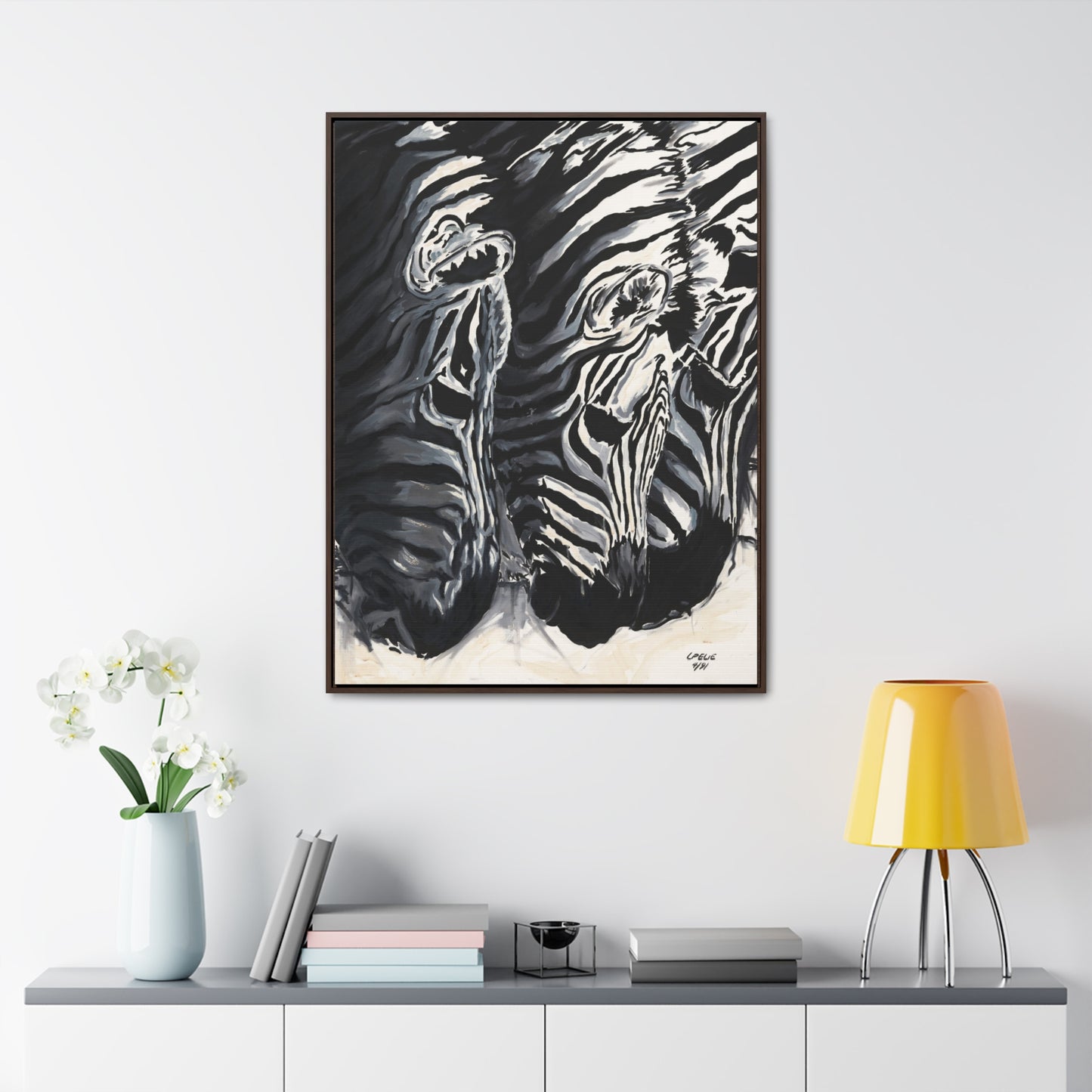 The Baby Zebras - Framed Canvas Print