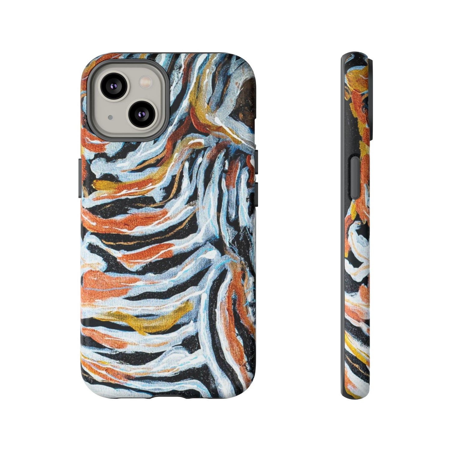 Artistic Tough Phone Case - Twin Zebras Image - Abstract Zebra Design